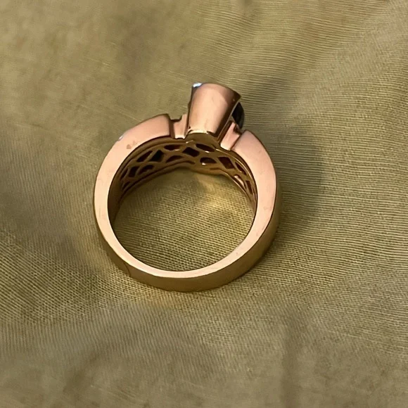 Tanzanite and diamond and fire opal ring - Picture 3 of 8